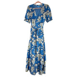 Draper James Blue Floral Satin Wrap Dress- Size 16