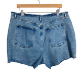 Good American Light Wash with Frayed Waistband and Hem Jean Shorts- Size 14/32