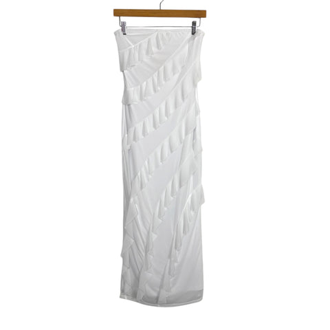 Fashion White Ruffle Strapless Dress NWT - Size S