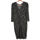 Lark & Ro Black Floral Front Twist V-Neck Dress- Size L