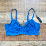 Lounge Blue Sheer Lace Flair Balcony Underwire Bra NWT- Size 36DD