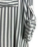 Cupshe Black/White Striped Roll Tab Button Up- Size M
