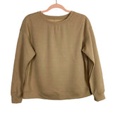 No Brand Mocha Ribbed Pattern Top and Drawstring Pants Set- Size S (sold as a set)