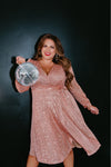 Pink Desert Rose Gold Sequin Wrap Dress- Size XL (sold out online)