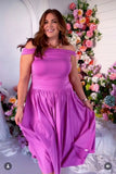 Abercrombie & Fitch Modal-Blend Collection Pinkish Purple Cinched Sides Off the Shoulder Dress- Size L