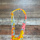 No Brand Blue/Pink + Yellow Flower Swim Top - Size S (See Notes)