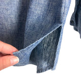Eileen Fisher Chambray Front Button Roll Tab Sleeve Top- Size M