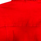 Pretty Little Thing Red Denim Ruffle Raw Hem Cropped Jacket- Size 6 (see notes, sold out online, we have matching skirt)
