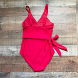 M Red One Piece Padded Belted Swimsuit- Size S