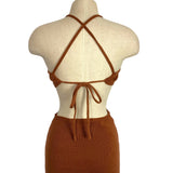 Petal & Pup Rust Knit Cutout Halter Tie Dress- Size 4 (sold out online)