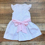 Beaufort Bonnet Company White with Pink Floral Print and Back Bow Smocked Dress- Size 5