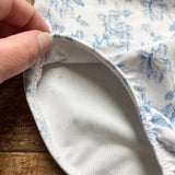 Minnow x Brock Collection White with Blue Floral Print and Ruffle Straps One Piece- Size 5T/6T (see notes)