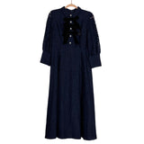 Halogen x Atlantic-Pacific Navy Bow Detail Lace Dress - Size 12P