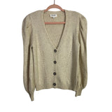 Candace Cameron Bure Oatmeal Puff Sleeve Button-Front Cardigan Sweater  - Size XXXS (sold out online)
