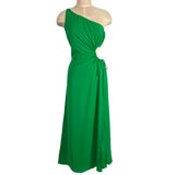 Sason Green One Shoulder Side Cutout Slit Dress- Size XL