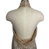 JONA By Fjolla Nila Gold Sequins Open Back Dress with Slit- Size ~M/L (no size tag, fits like M/L)