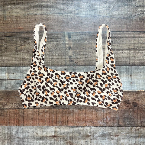 Aerie Cream Animal Print Padded Bikini Top- Size XS