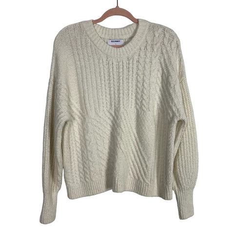 Old Navy Ivory Cable Knit Sweater- Size M