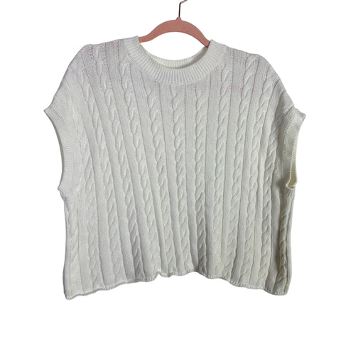 Olivaceous White Cable Knit Sleeveless Sweater- Size S