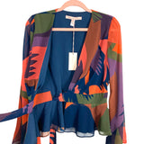 Hutch Multi-Color Pattern with Sheer Bell Sleeves Wrap Top NWT- Size XS