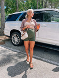 Enerful Army Green Maternity Biker Shorts- Size M