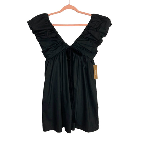 One Pretty Time Black Deep V with Front Velvet Bow Dress NWT- Size XS (see notes)