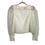 On Twelfth Cream Puff Sheer Sleeve Top NWT- Size S