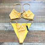 Lounge Yellow Floral Underwire Front Tie and Back Bikini Top NWT- Size L (we have matching bottoms)