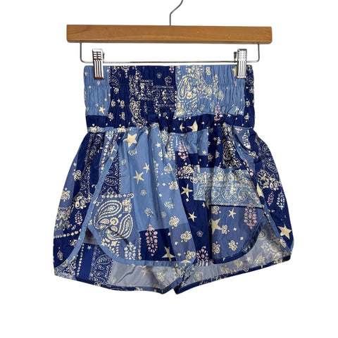 Free People Movement Blue Star and Paisley Printed LinedShorts- Size S