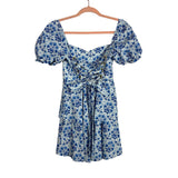 Show Me Your Mumu Blue and White Back Lace Up Dress- Size S