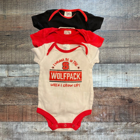 Rivalry Threads 91 NC State Set of Three Onesies- Size 3-6M (sold as a set)