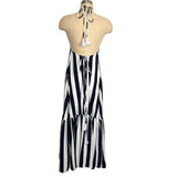Olivaceous White/Navy Striped Halter Dress - Size S
