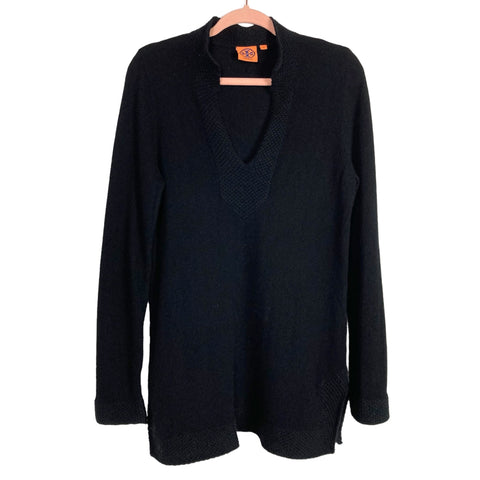 Tory Burch Black 100% Cashmere V-Neck Tunic Sweater- Size M