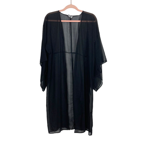 Asos Black Sheer Kimono Style Open Front Cover Up- Size 4