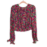 Endless Rose Magenta/Red Floral Print Pleated Blouson Cropped Top- Size M (we have matching skirt)