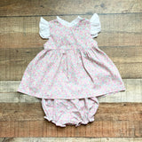 Pukatuka Pink/Mint Floral Print Ruffle Collar Dress with Matching Bloomers- Size 3Y (see notes)
