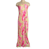 Anotherchill Green Pleated Pink Floral Back Tie Strapless Dress NWT- Size L