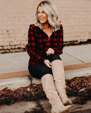 L.L. Bean Buffalo Plaid Relaxed Fit Zipper Top- Size M