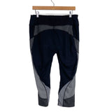 Avia Black/Gray/Charcoal Gray Mesh Panel Cropped Leggings- Size L (see notes, Inseam 20”)