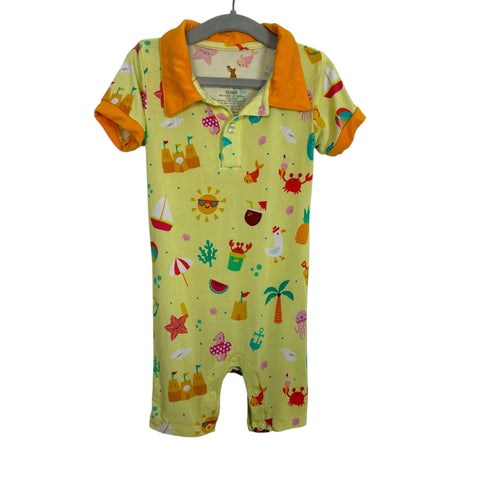 Kiki + Lulu Beach Print Bamboo Shorties Romper- Size 12-18M