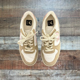 Veja White, Beige, and Pink Leather Suede Sneakers- Size 6