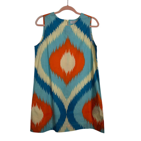 Olivia James The Label Blue/Cream/Orange Patterned Dress - Size XS