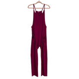 No Brand Berry V-Neck with Back Zipper Pocket Detail Jumpsuit- Size S