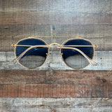 Ray Ban Polished Copper Round Double Bridge Sunglasses With Case