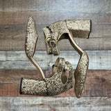 TOPSHOP Gold Glitter Closed Toe Sandals- Size 39