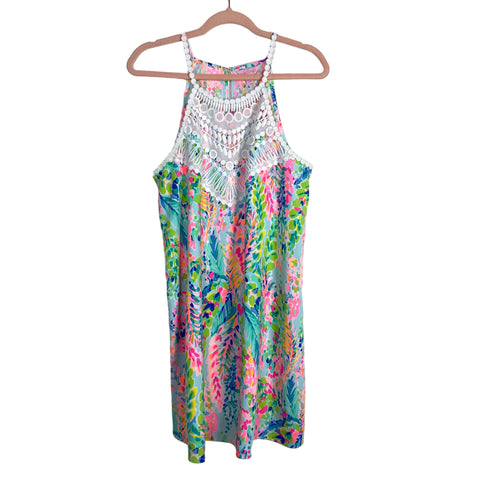 Lilly Pulitzer Neon Printed Crochet Lace Dress- Size 12