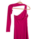 Superdown Pink with One Wraparound Long Sleeve and Side Ruching and Slit Dress NWT- Size XS