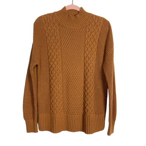 Gap Camel Cable Knit Mock Neck Sweater- Size XS