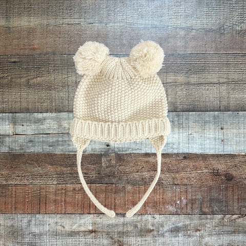 Zara Off White Double Pom Kids Hat