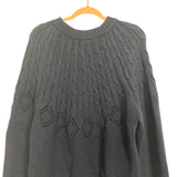 Ann Taylor Weekend Navy Cotton Blend Open Knit Sweater- Size L